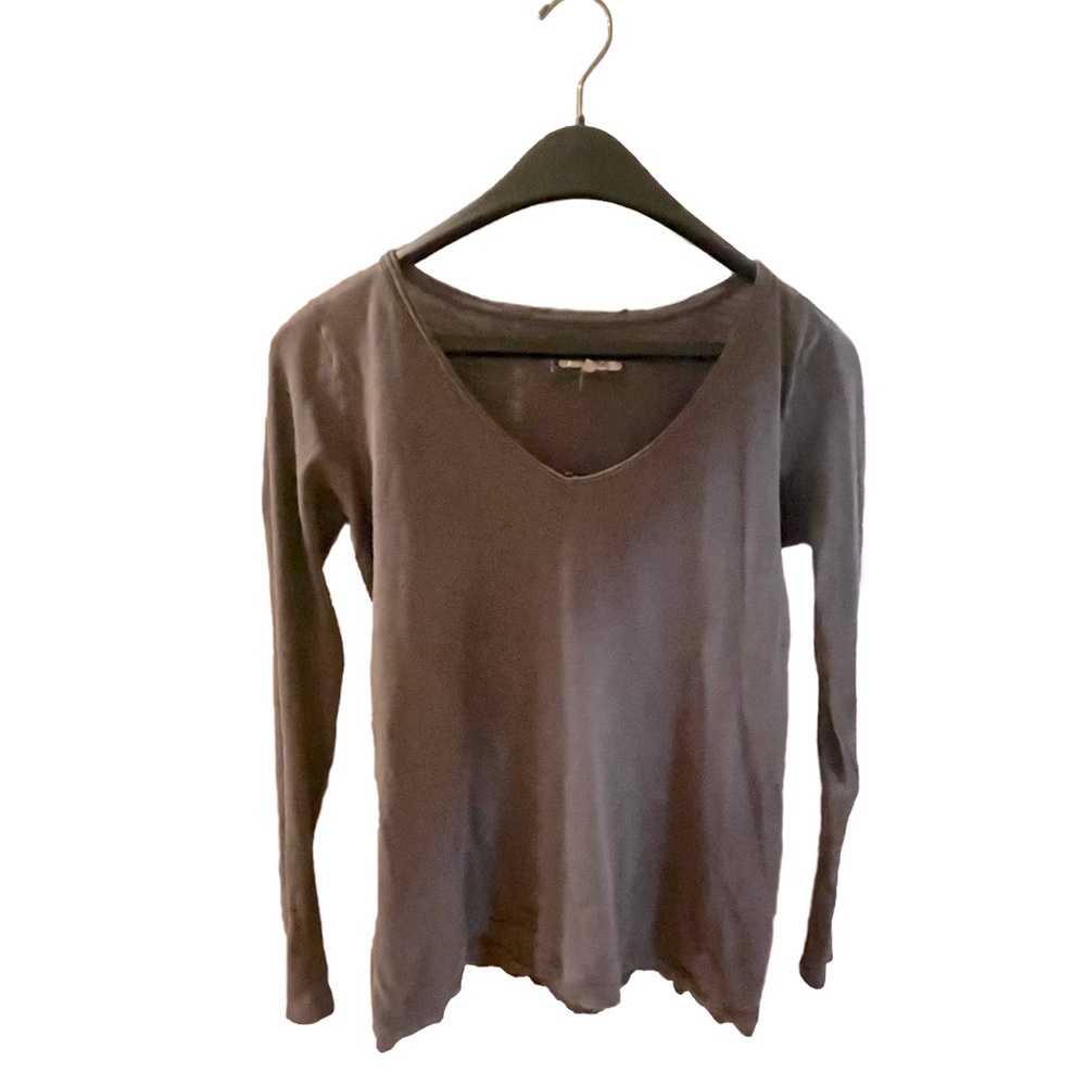 Anthropologie Long-Sleeved Slub V-Neck, Small